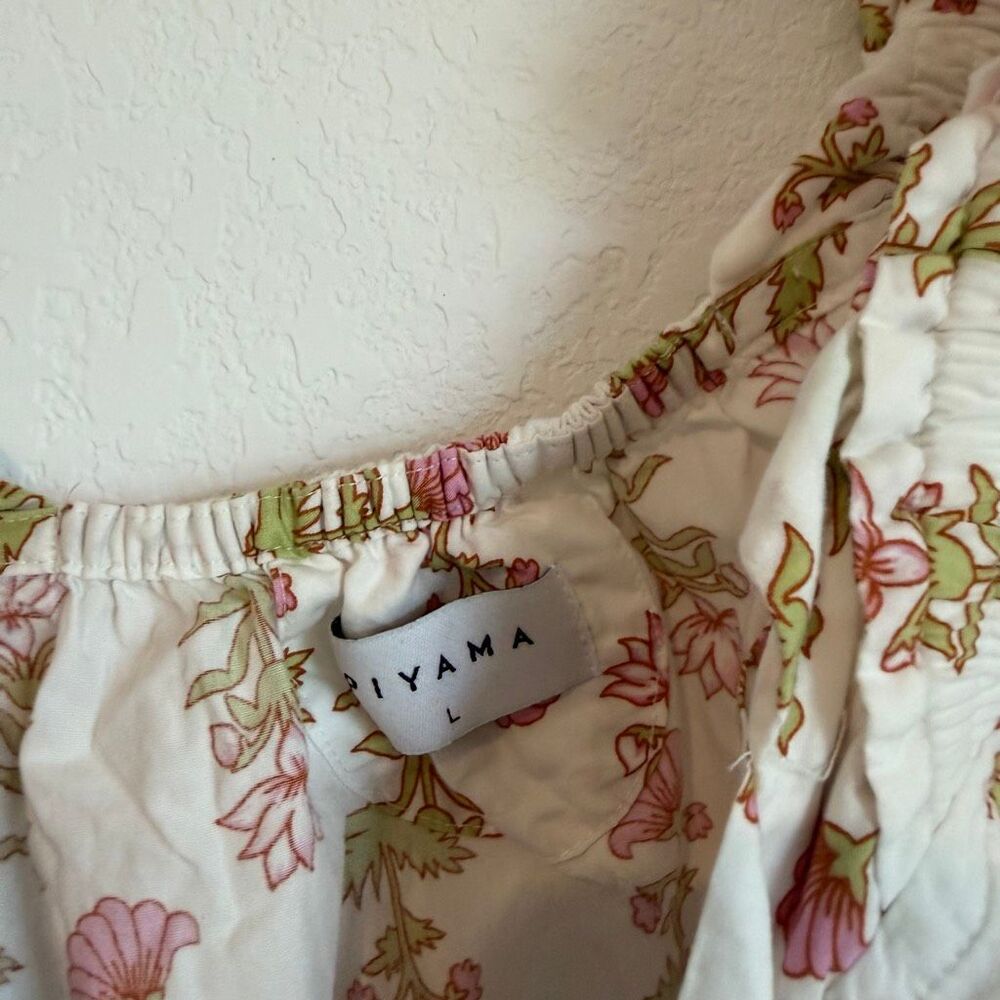 Piyama Lotus Flower Cotton Nicolette Sleepwear Pajama Shirt Women's Size Large - Picture 5 of 6